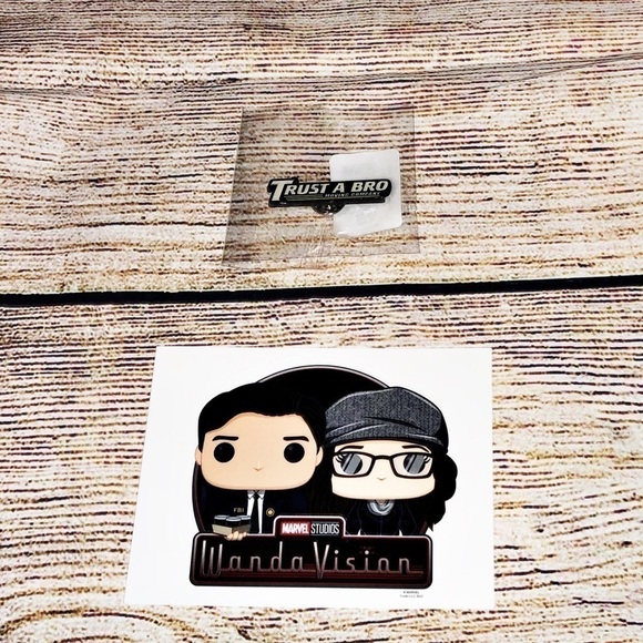 Marvel Collector Corps Disney+ Trust a Bro Pin and WandaVision Sticker - Picture 2 of 6